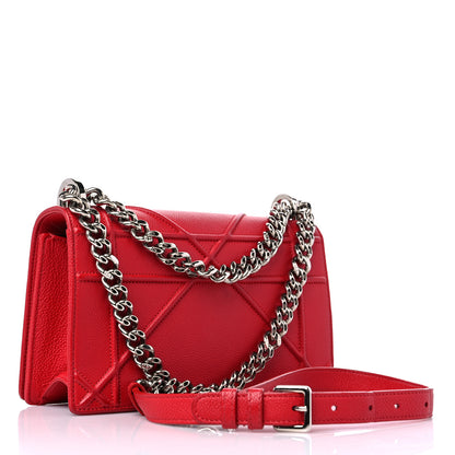 Christian Dior Grained Calfskin Small Diorama Flap Bag Red 3 of 10
