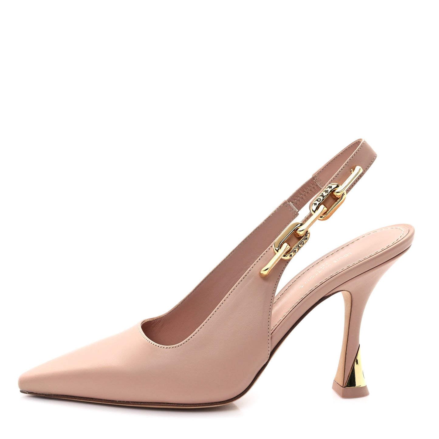 Calfskin Sparkle Slingback Pumps 36 Nude