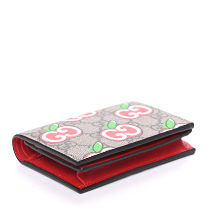 Gucci GG Supreme Monogram Apple Card Case Wallet Beige Multicolor Lobster Red 4 of 6