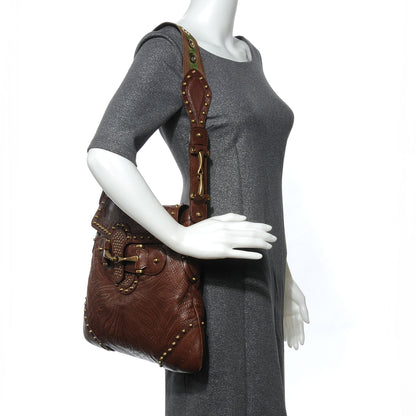 Gucci Leather Studded Tooled Pelham Brown 2 of 7