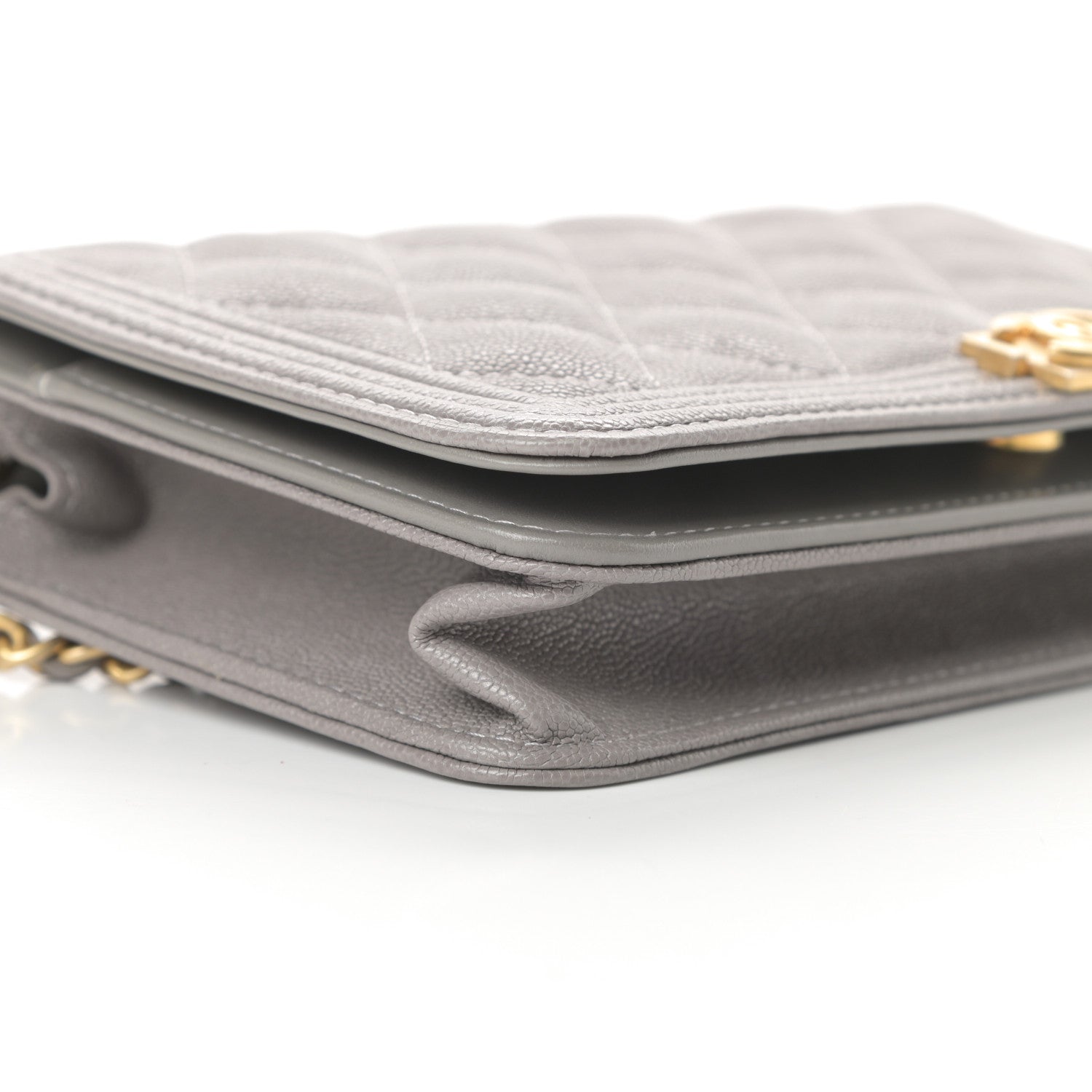 Chanel Caviar Quilted Boy Wallet On Chain WOC Grey 10 of 13