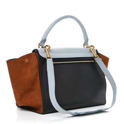 Celine Velluto Calfskin Suede Medium Tri-Color Trapeze Light Blue 3 of 9