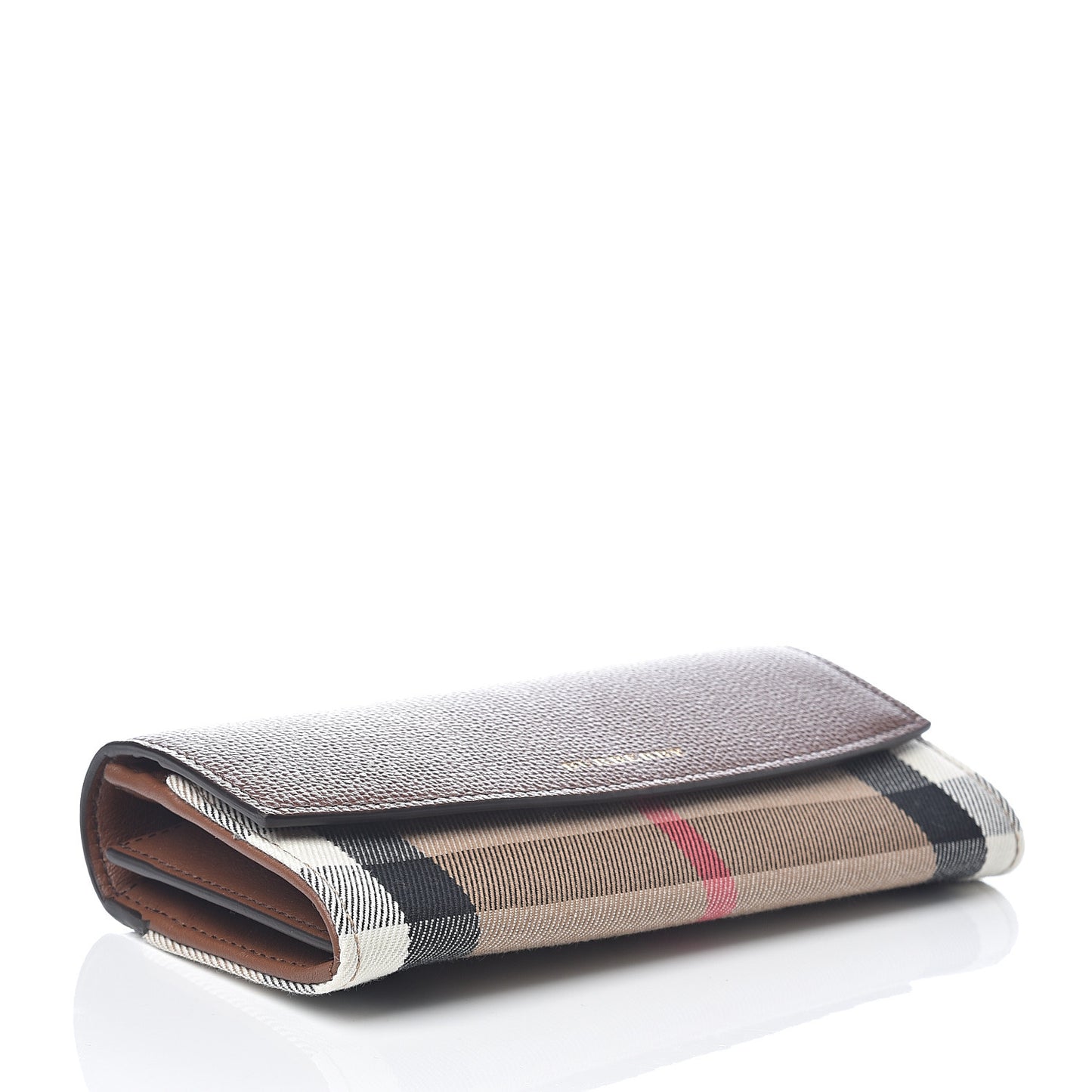 Horseshoe Calfskin House Check Porter Continental Wallet Tan