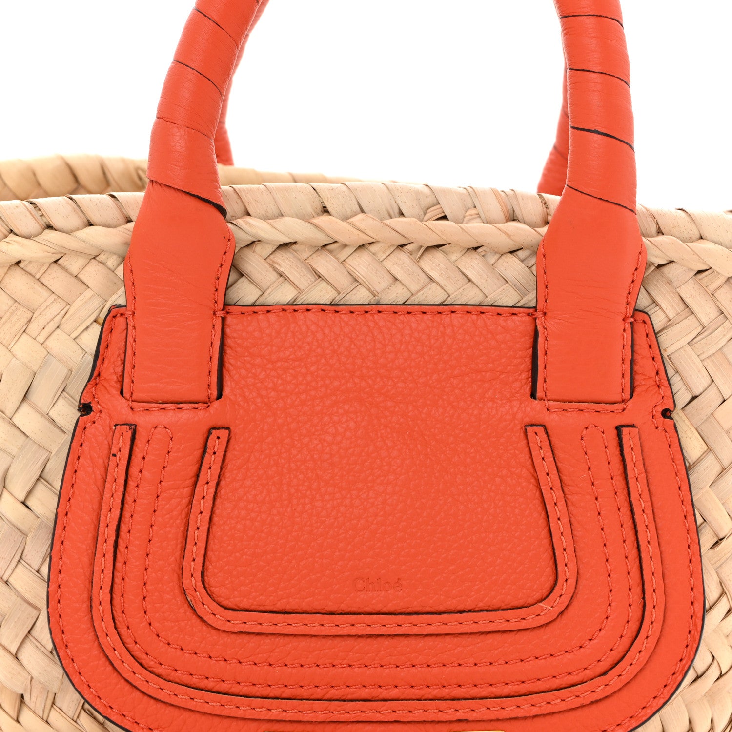 Chloe Raffia Small Grain Calfskin Medium Marcie Basket Orange 8 of 13