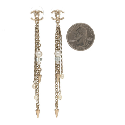 Chanel Chain Pearl CC Drop Earrings Light Gold 2 of 5