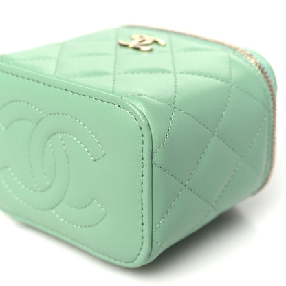 Chanel Lambskin Quilted Top Handle Mini Vanity Case With Chain Green 10 of 11