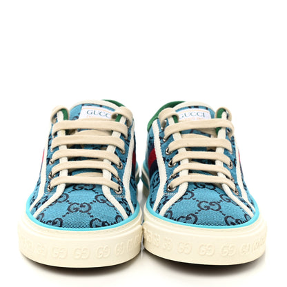 Gucci GG Monogram Multicolor Web Womens 1977 Tennis Sneakers 36.5 Light Blue Mystic White 2 of 8