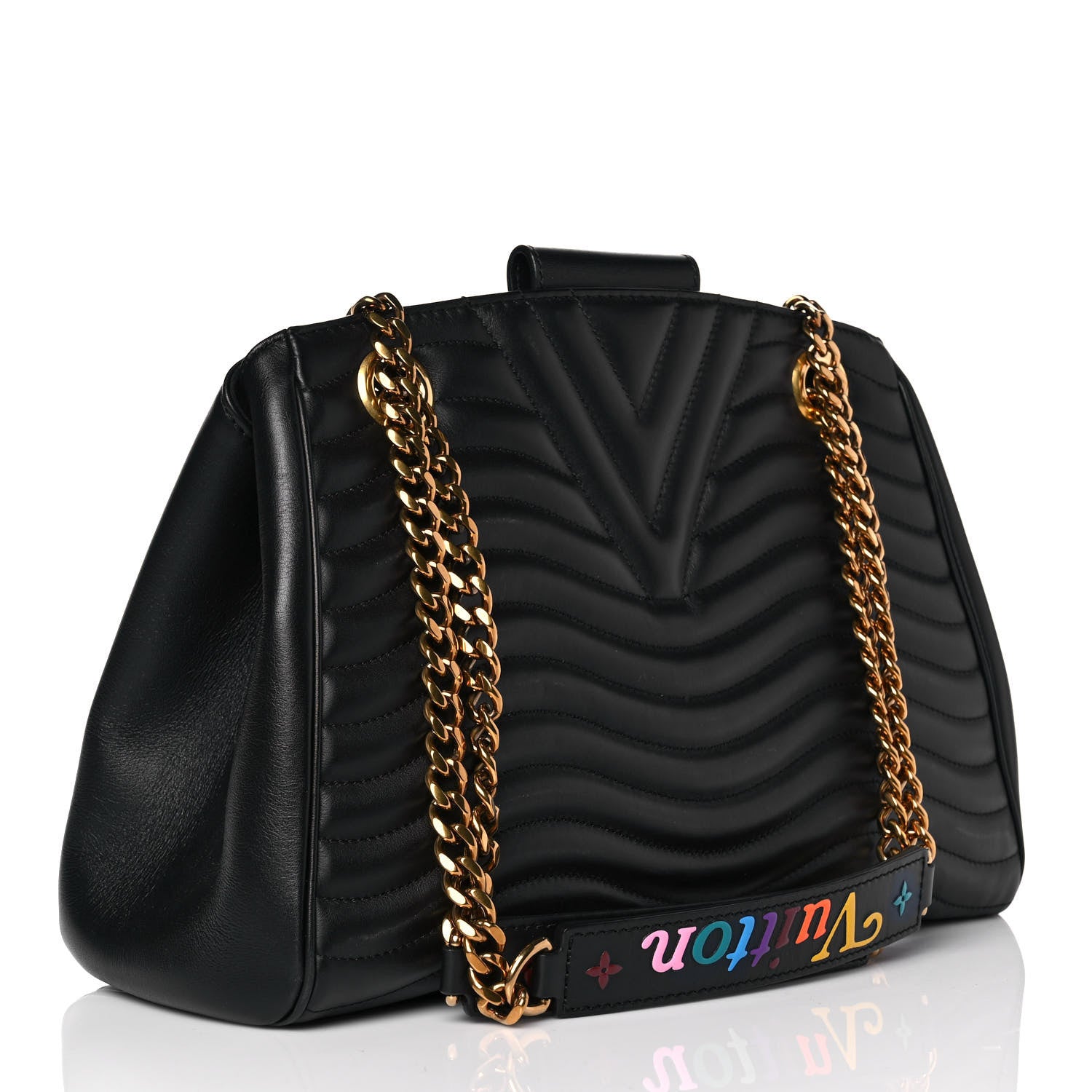 Louis Vuitton Calfskin New Wave Chain Tote Black 3 of 10