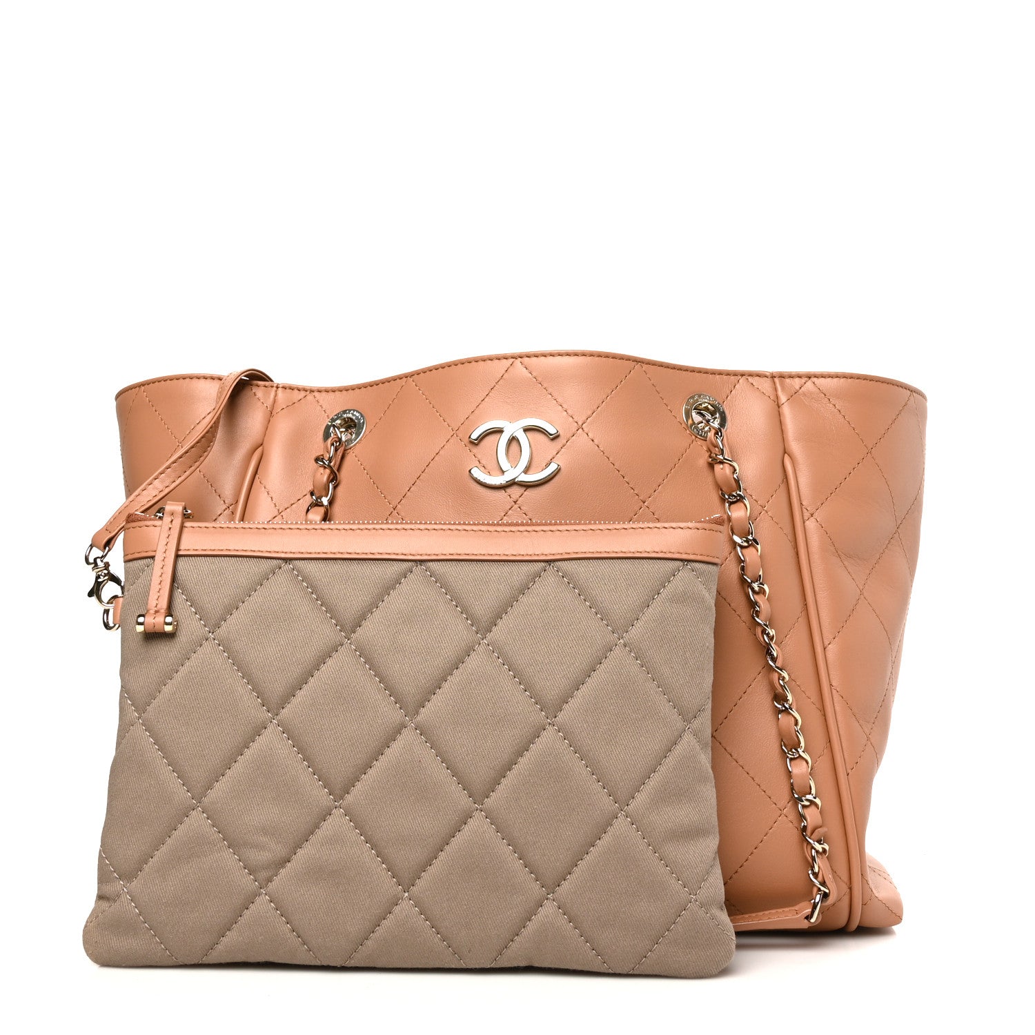 Chanel Calfskin Stitched Small Shopping Tote Brown 3 of 12
