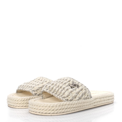 Chanel Braided Knit CC Mules 40 Ecru 4 of 12