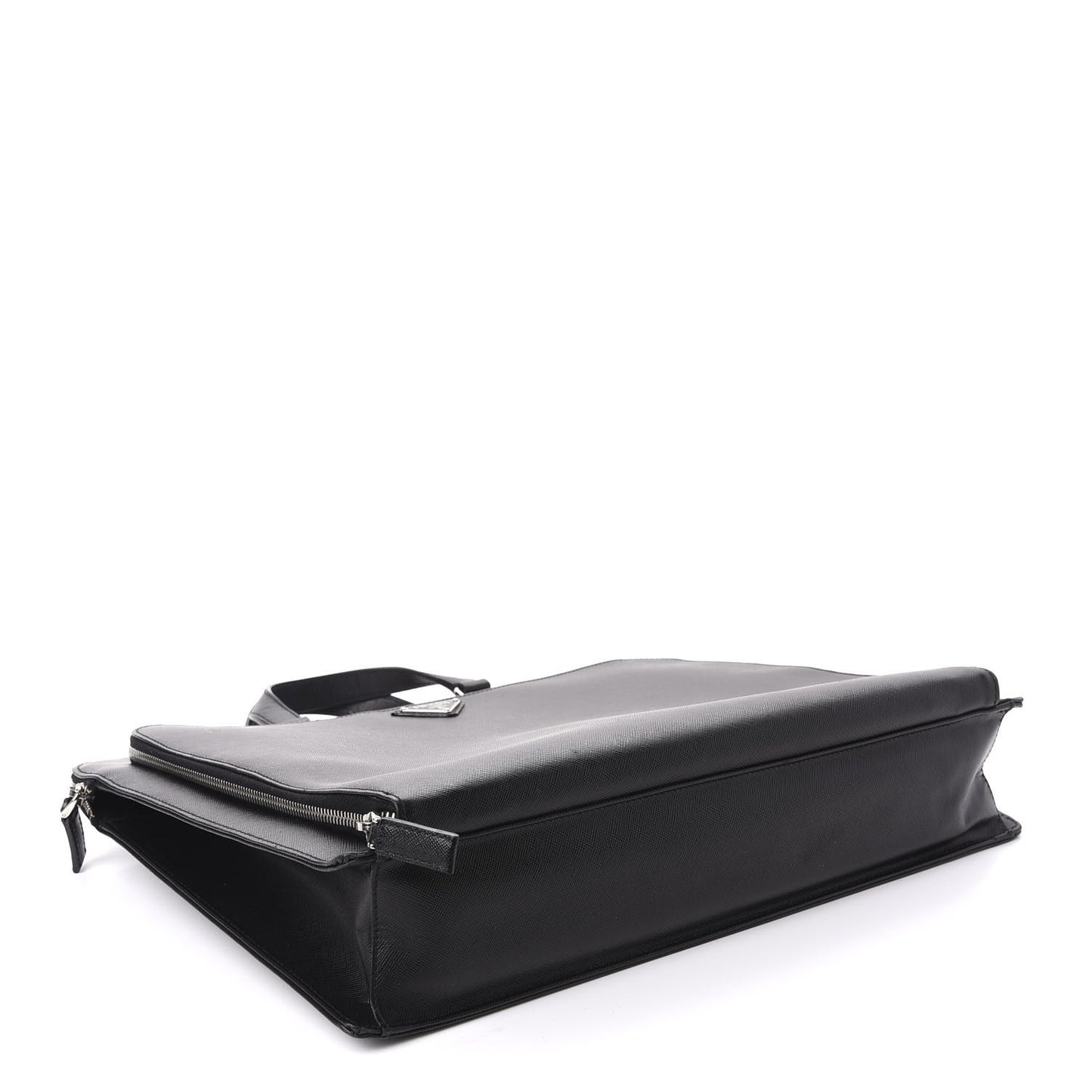 Saffiano Cuir Front Zip Pocket Briefcase Black