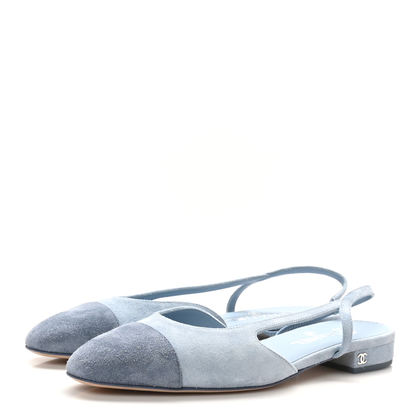 Suede Cap Toe CC Slingback Pumps 40 Light Blue