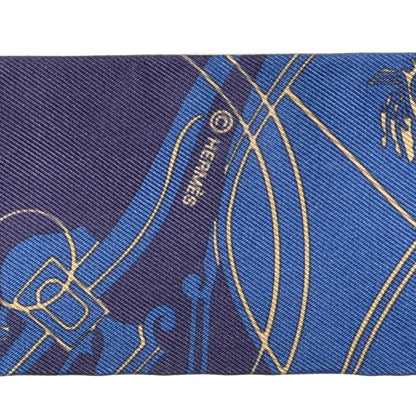 Hermes Silk Ex-Libris Twilly Indigo Black Beige 3 of 4