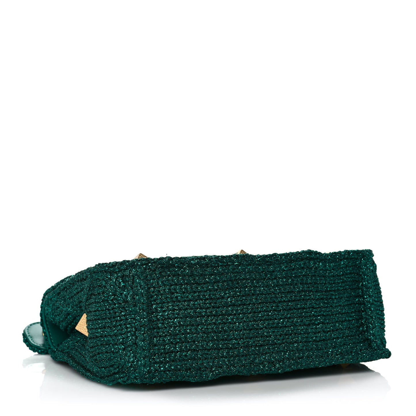 Metallic Woven Lurex Medium Roman Stud Shoulder Bag Jungle