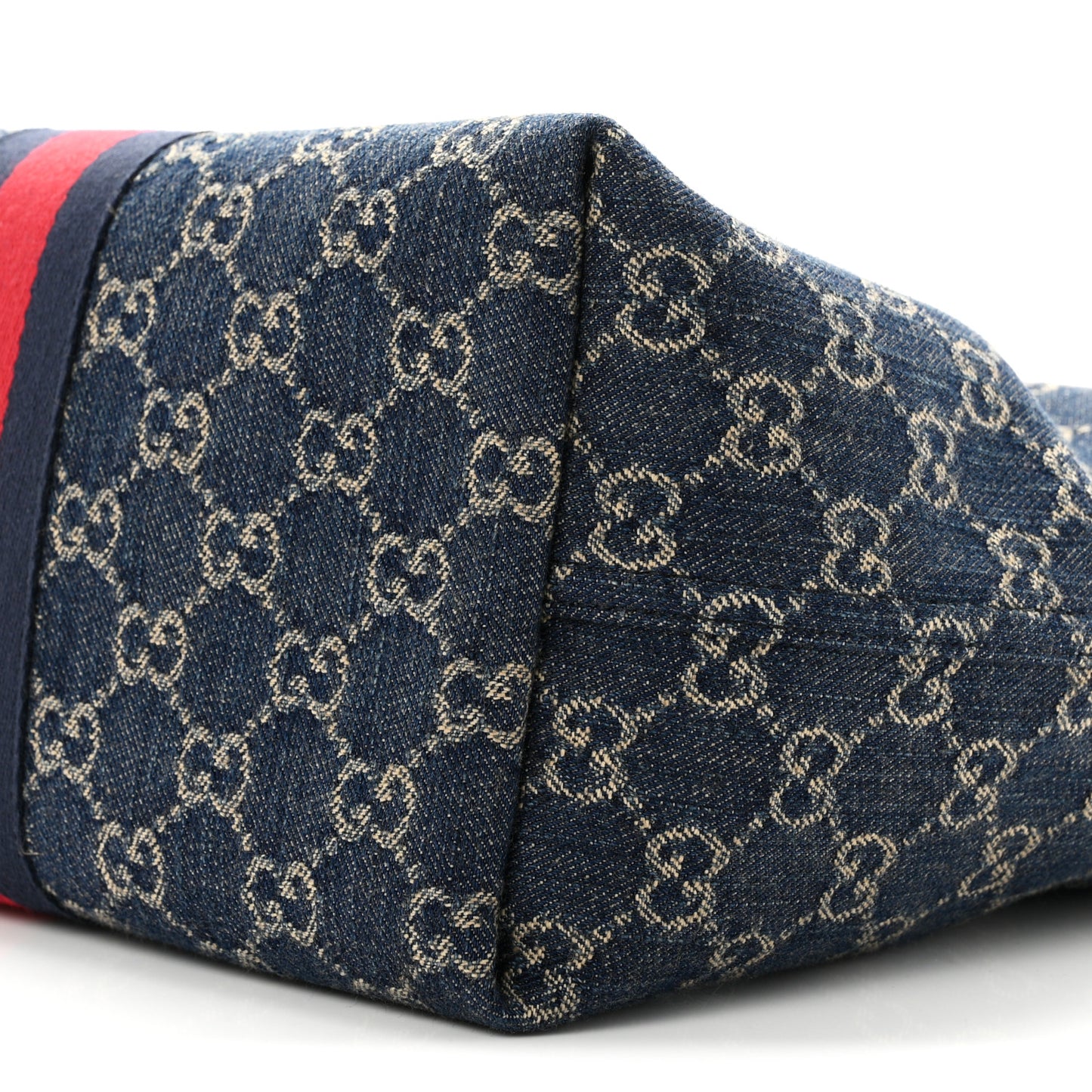 Denim GG Monogram Web Small Giglio Tote Blue White