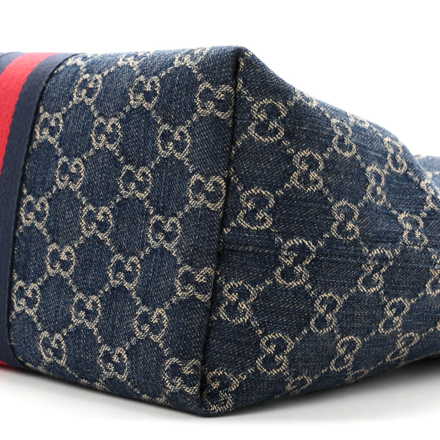 Gucci Denim GG Monogram Web Small Giglio Tote Blue White 9 of 10