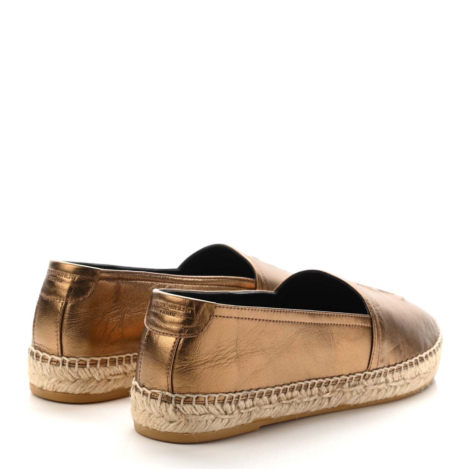 Saint Laurent Metallic Lambskin Monogram Espadrilles 36 Metal Carry 4 of 9
