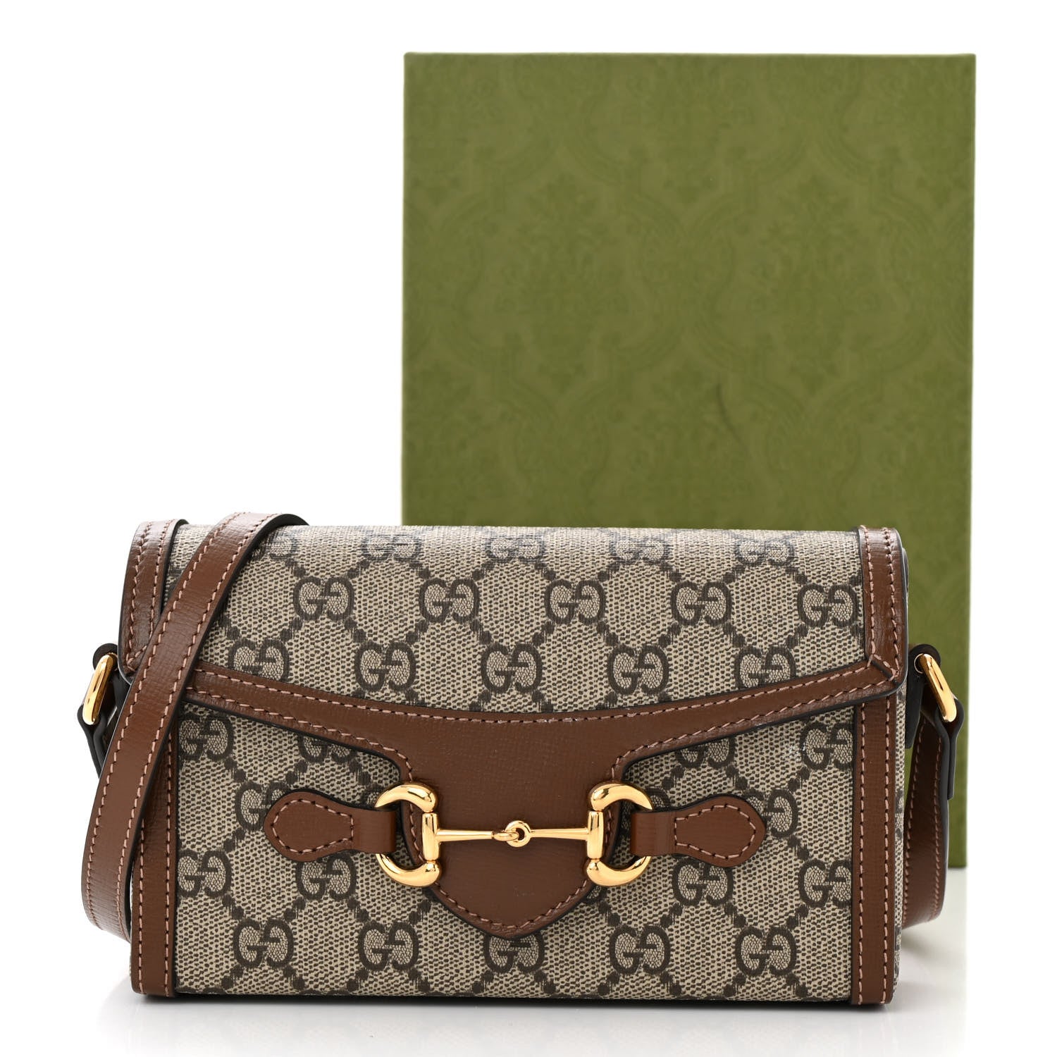 Gucci GG Supreme Monogram Mini Horsebit 1955 Shoulder Bag Beige Brown Sugar 12 of 12