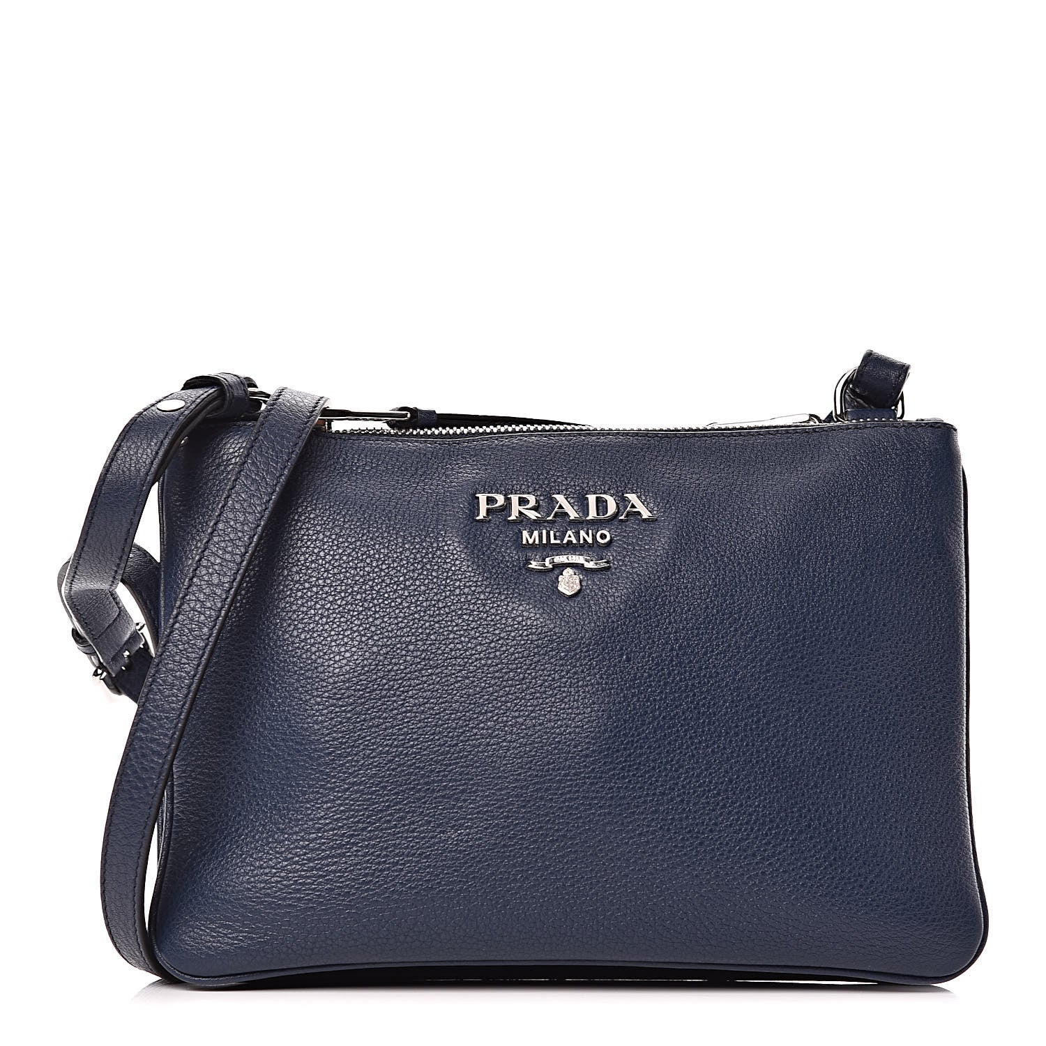 Prada Vitello Phenix Double Zip Crossbody Bag Baltico 1 of 9