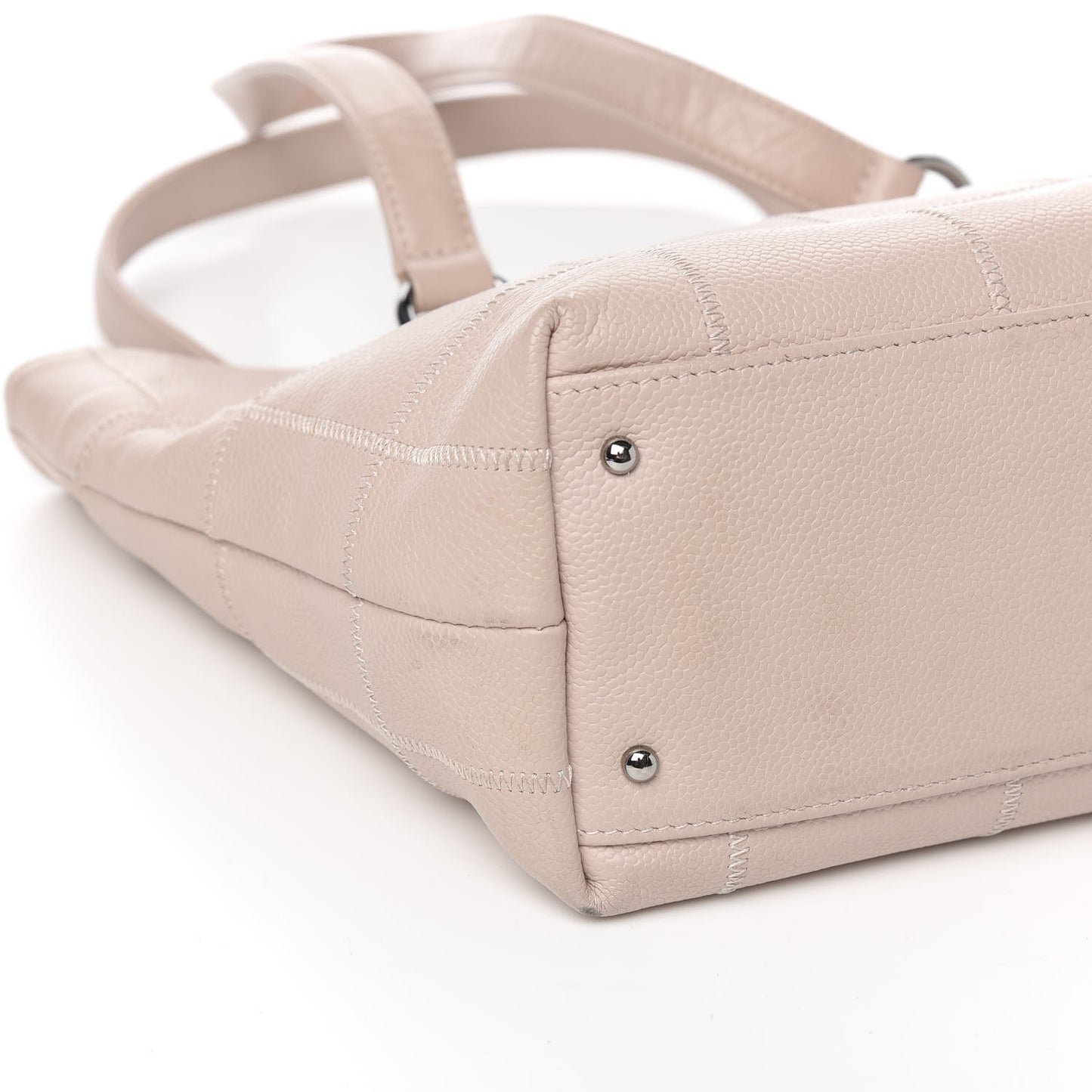 Caviar Square Stitched Tote Light Pink