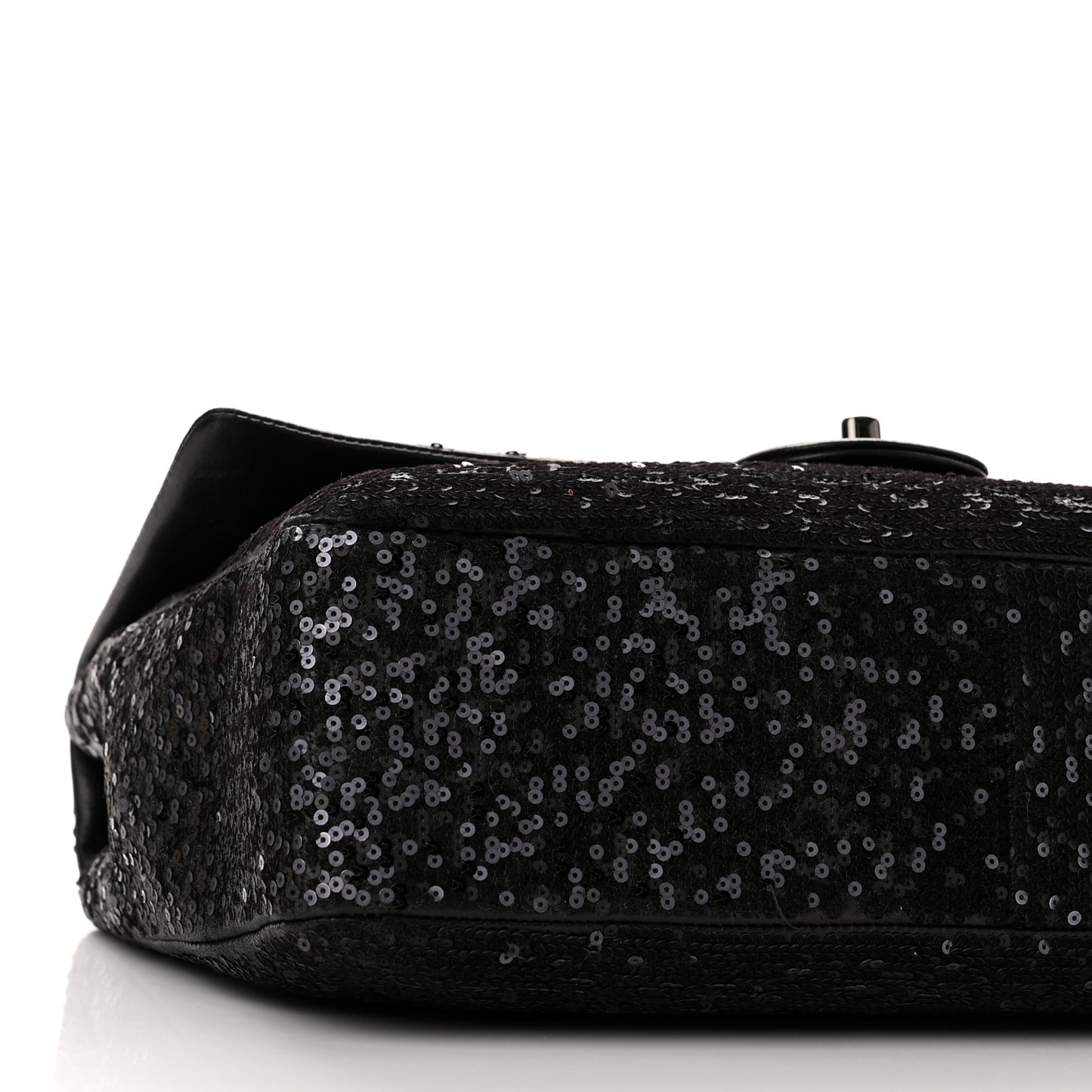 Sequin Lambskin Medium Moonlight on Water Flap Black