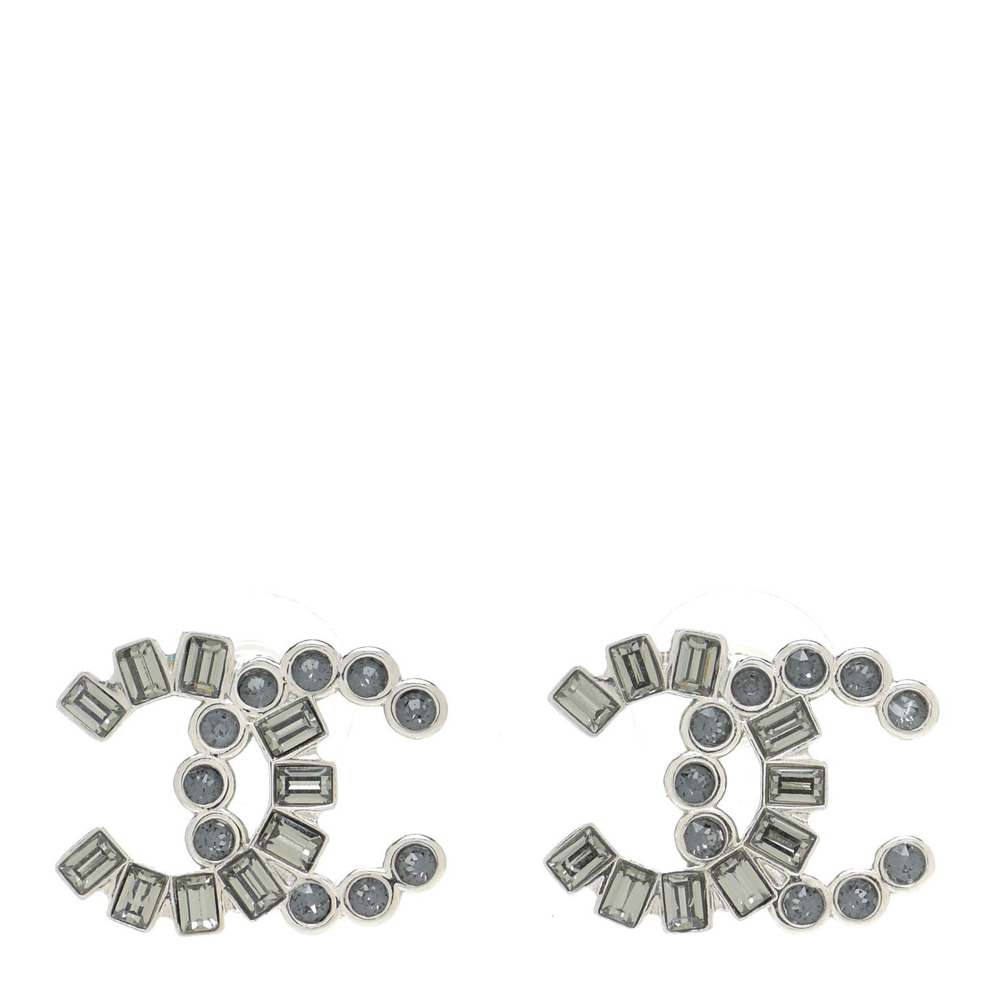 Baguette Crystal CC Earrings Grey Green