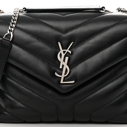 Saint Laurent Calfskin Y Quilted Monogram Small Loulou Chain Satchel Black 9 of 13