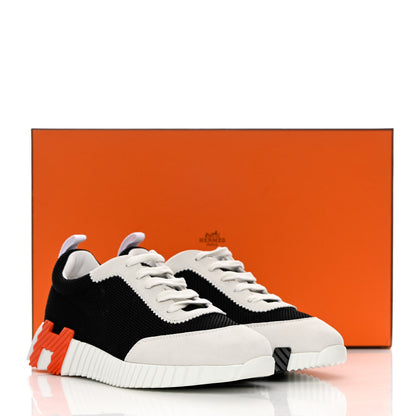 Hermes Parachute Fabric Suede Goatskin Bouncing Sneakers 38 Black Orange 8 of 8