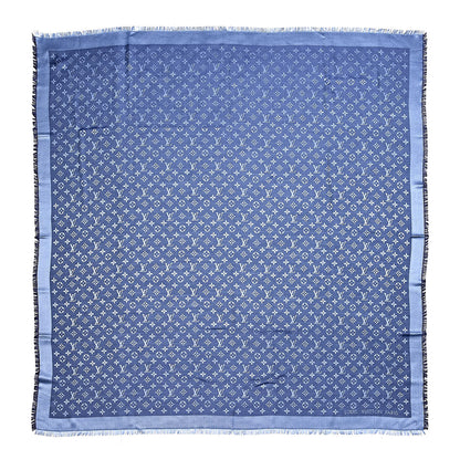 Louis Vuitton Silk Wool Monogram Shawl Blue 1 of 5