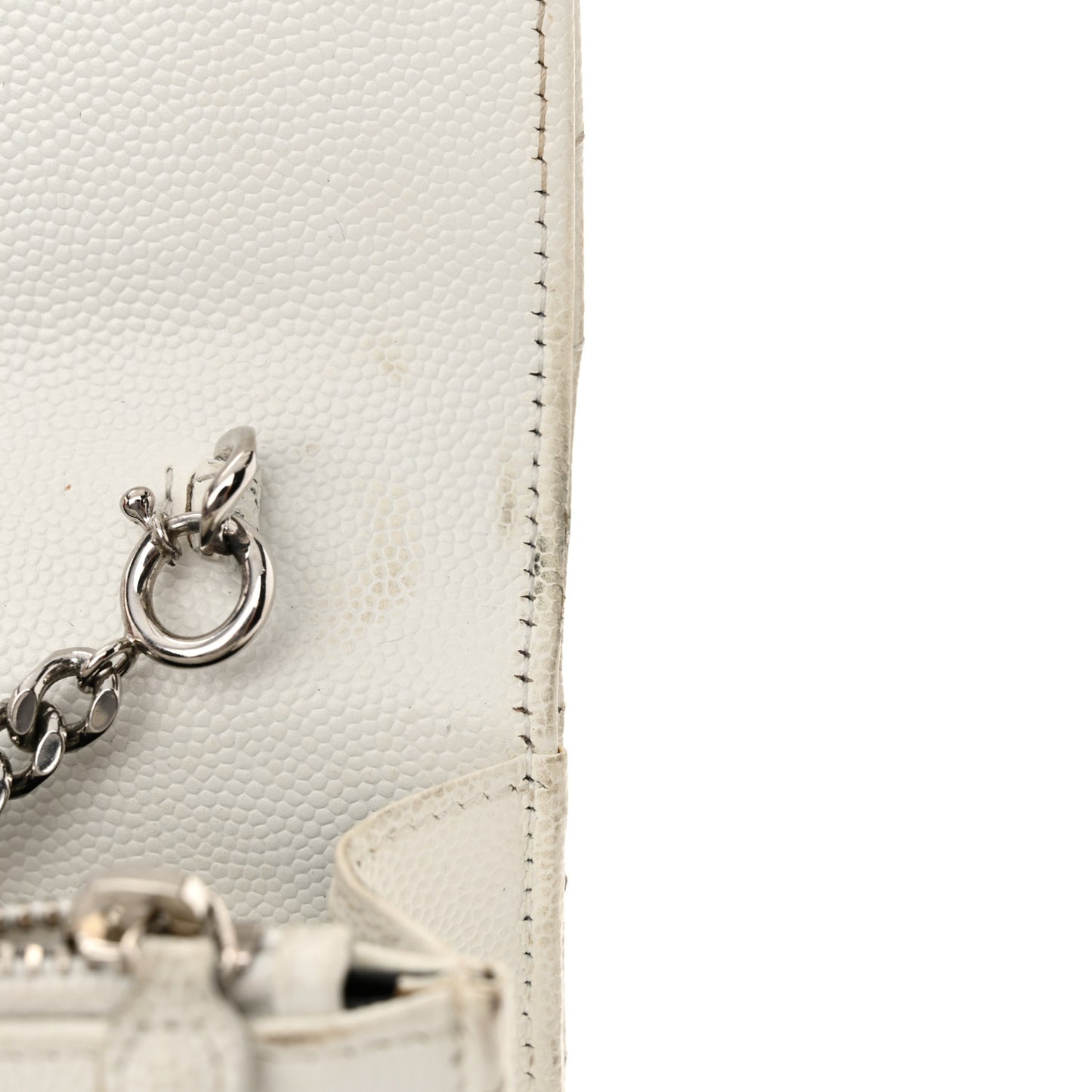 Grain De Poudre Matelasse Chevron Monogram Envelope Chain Wallet Optical White