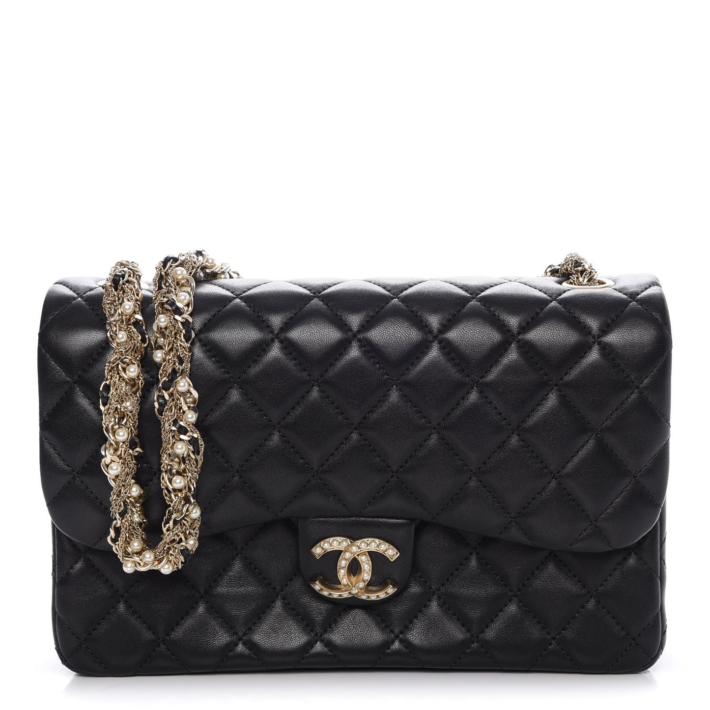 Lambskin Quilted Medium Westminster Pearl Flap Black