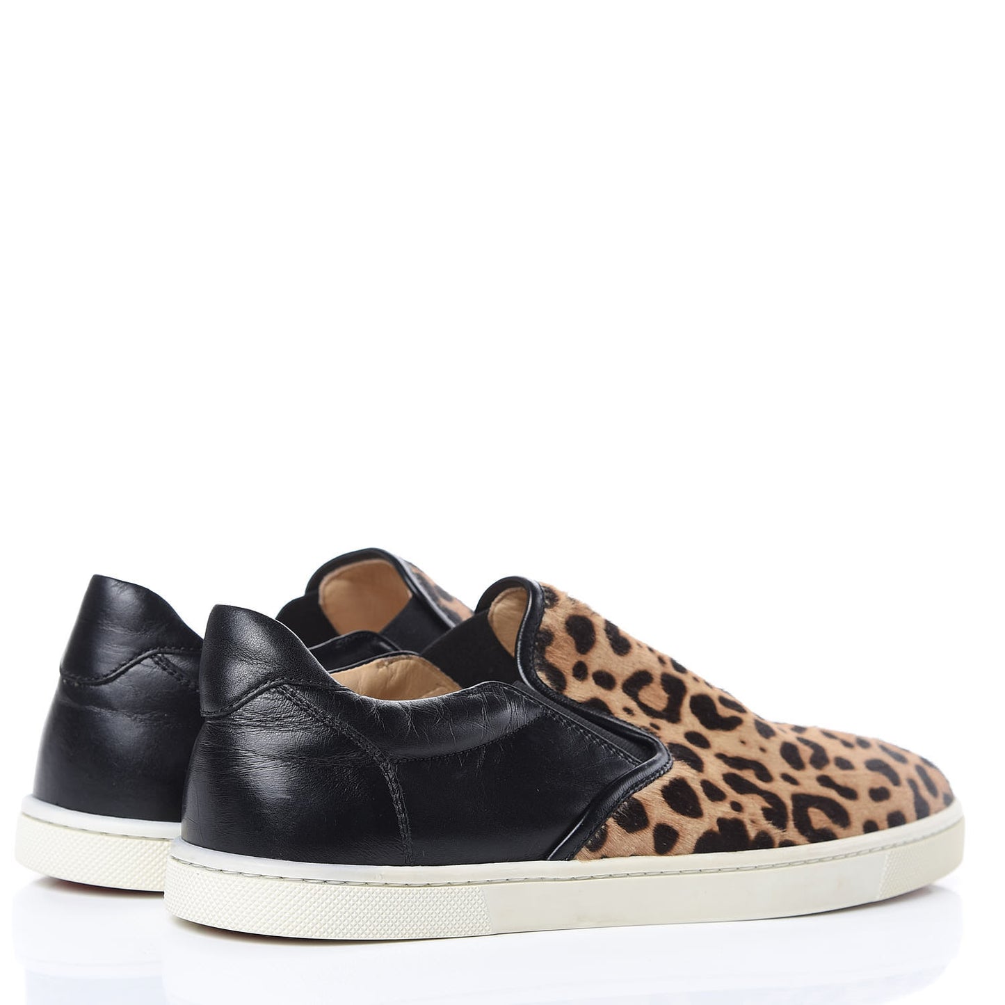 Pony Hair Jaguar Print Womens Master Key Flat Skate Sneakers 36.5 Brown Black