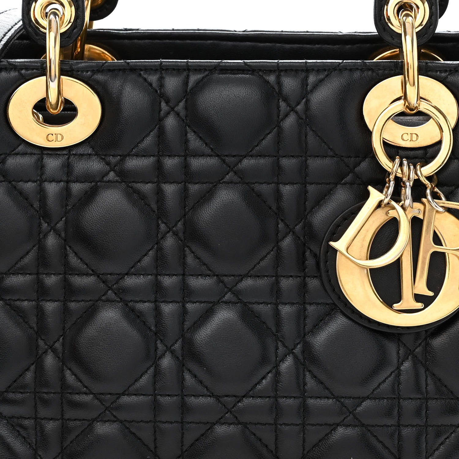 Christian Dior Lambskin Cannage Medium Lady Dior Black 8 of 11