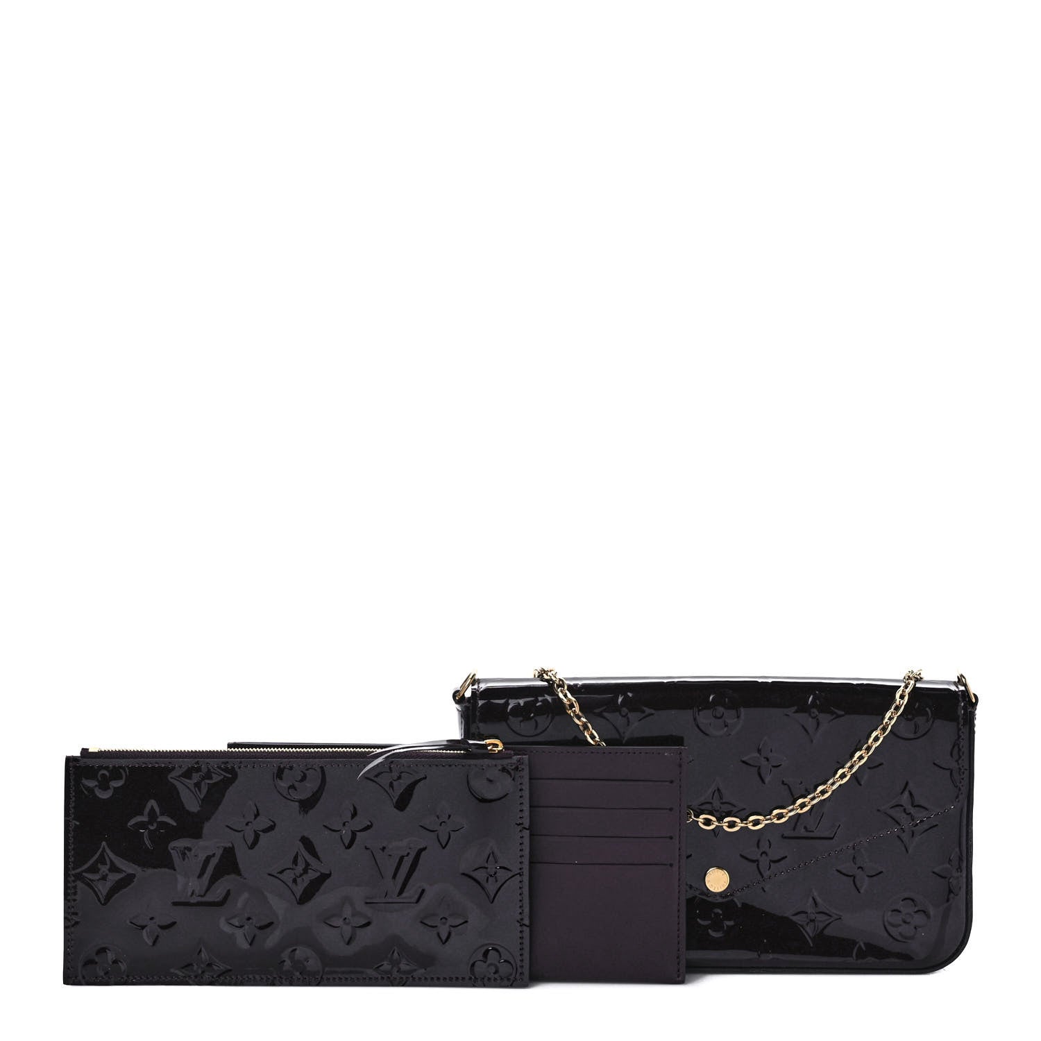 Louis Vuitton Vernis Pochette Felicie Chain Wallet Amarante 1 of 10