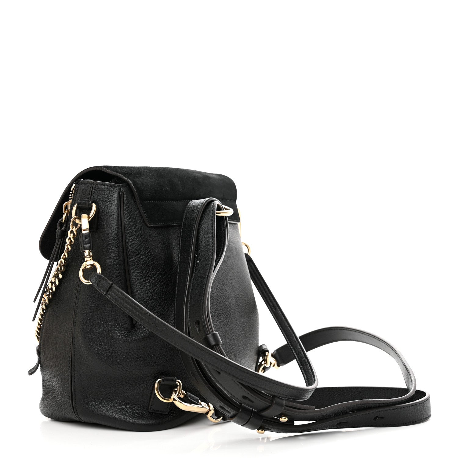 Chloe Suede Calfskin Small Faye Backpack Black 3 of 17
