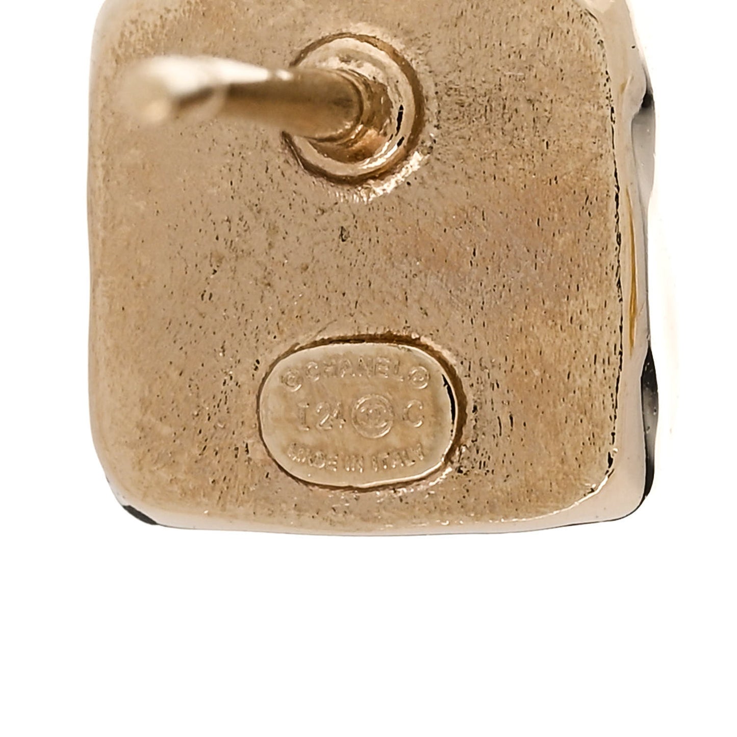 Metal Crystal Mini Square CC Earrings Gold