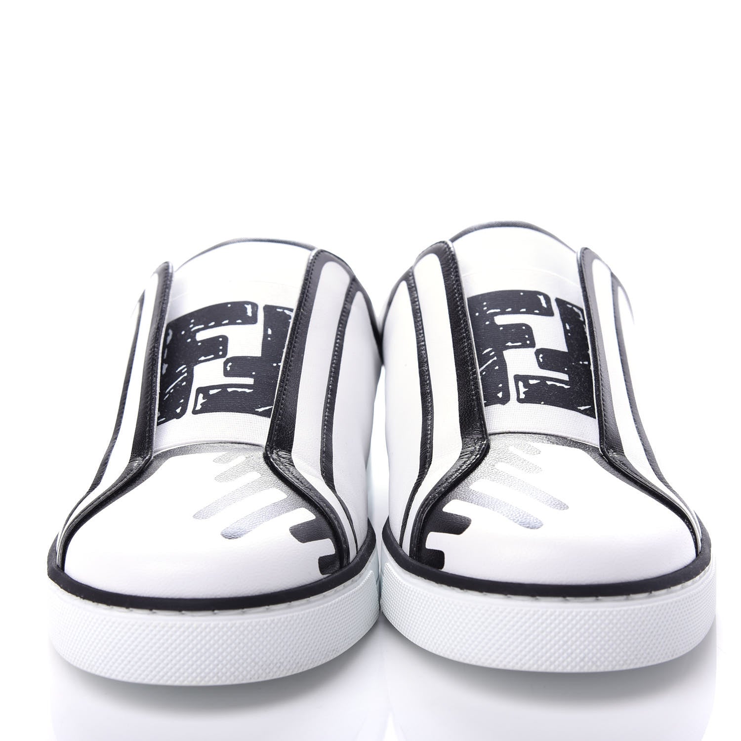 Fendi X JOSHUA VIDES Nappa Rockoclick Slip On Sneakers 39 Snow White Black 5 of 11