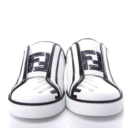 Fendi X JOSHUA VIDES Nappa Rockoclick Slip On Sneakers 39 Snow White Black 5 of 11