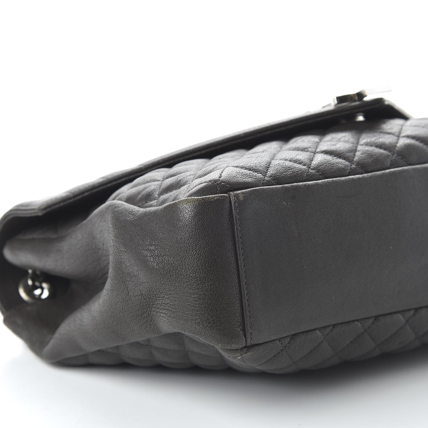 Sheepskin Matelasse Chevron Monogram Large College Satchel Dark Anthracite