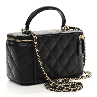 Chanel Lambskin Quilted Small Top Handle Vanity Case With Chain Black 3 of 12