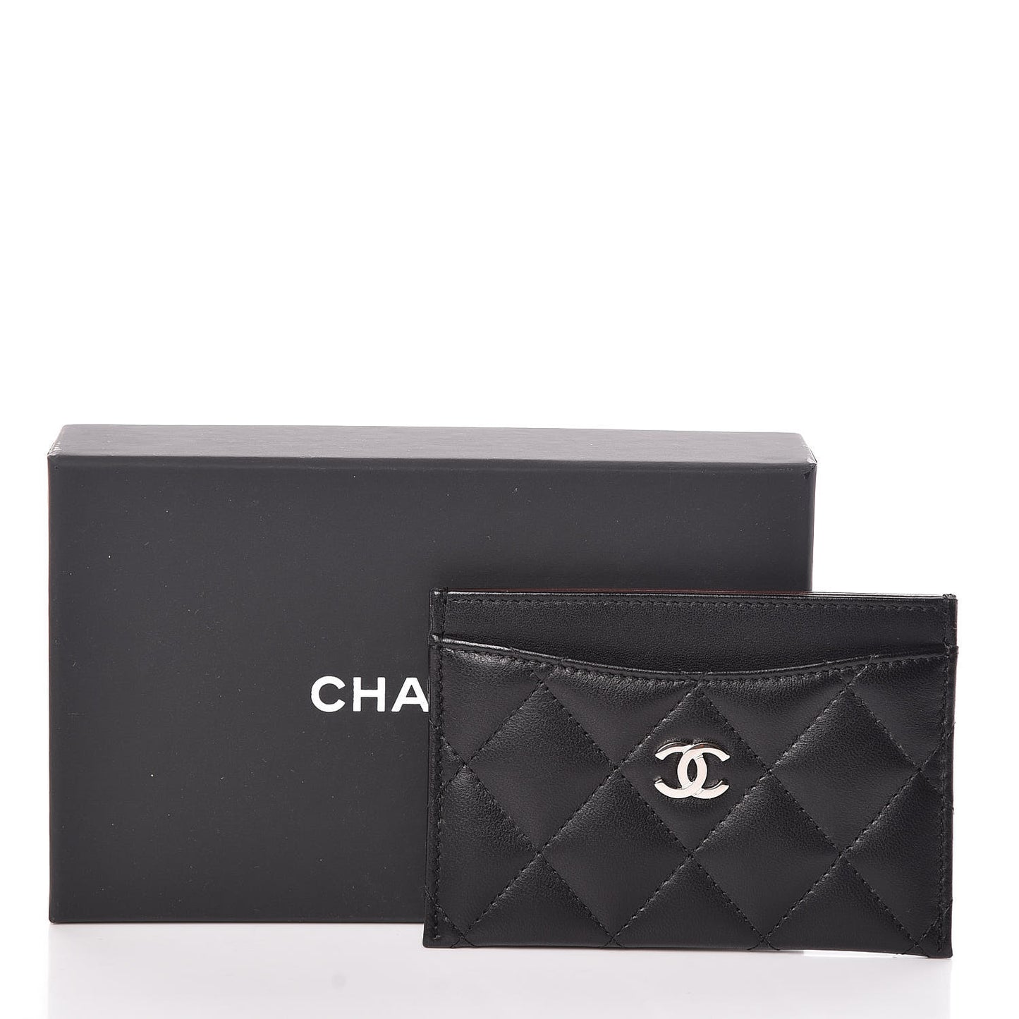 Lambskin Quilted Card Holder Black