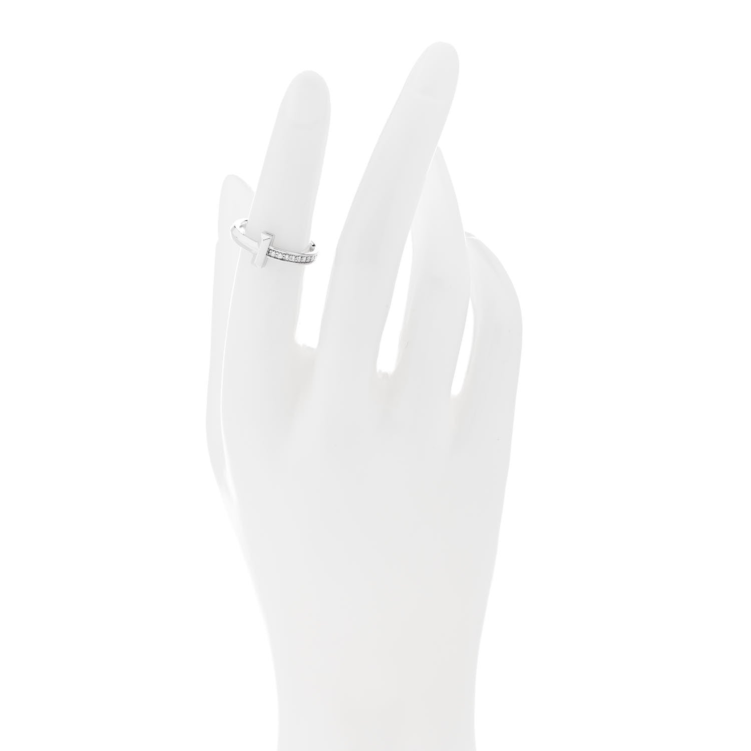 Tiffany 18K White Gold Diamond T T1 Ring 52 6 2 of 4