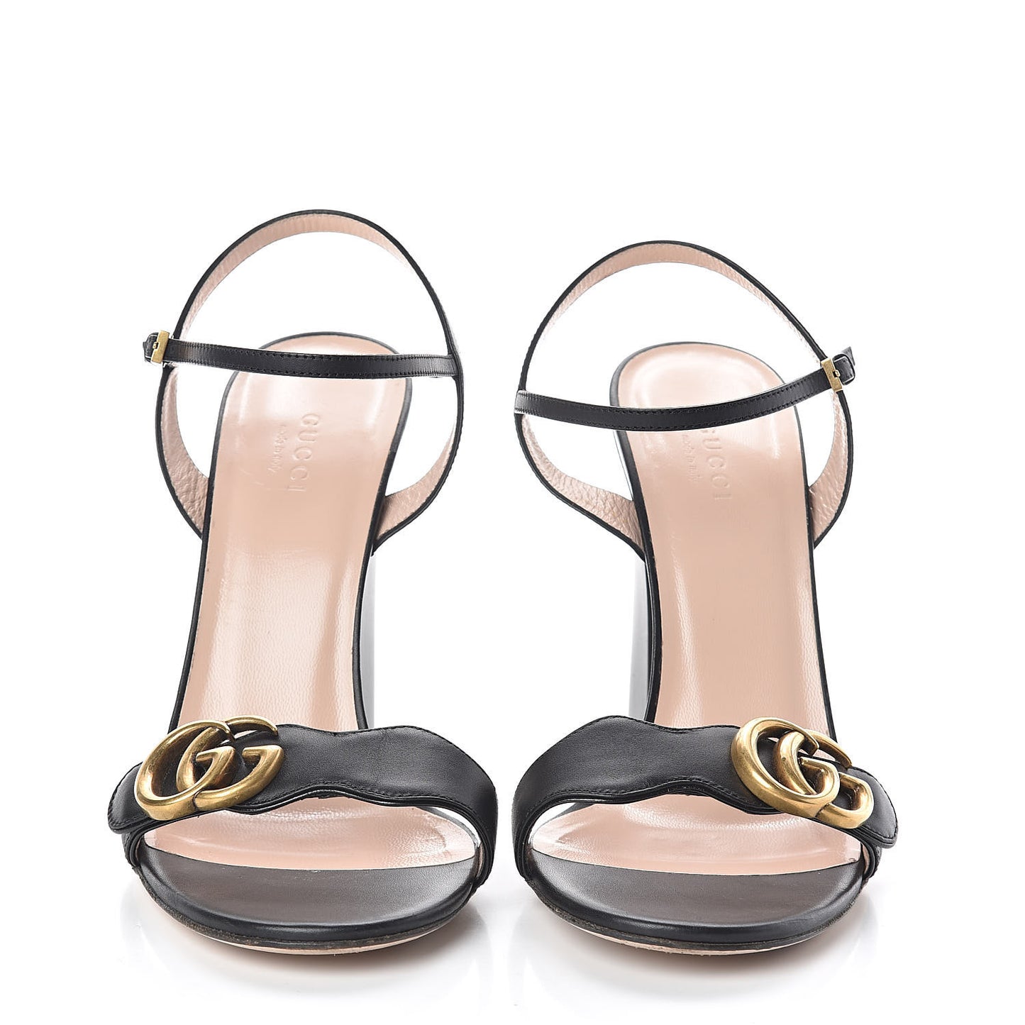 Lifford Calfskin GG Marmont Ankle Wrap 105mm Sandals 39 Black