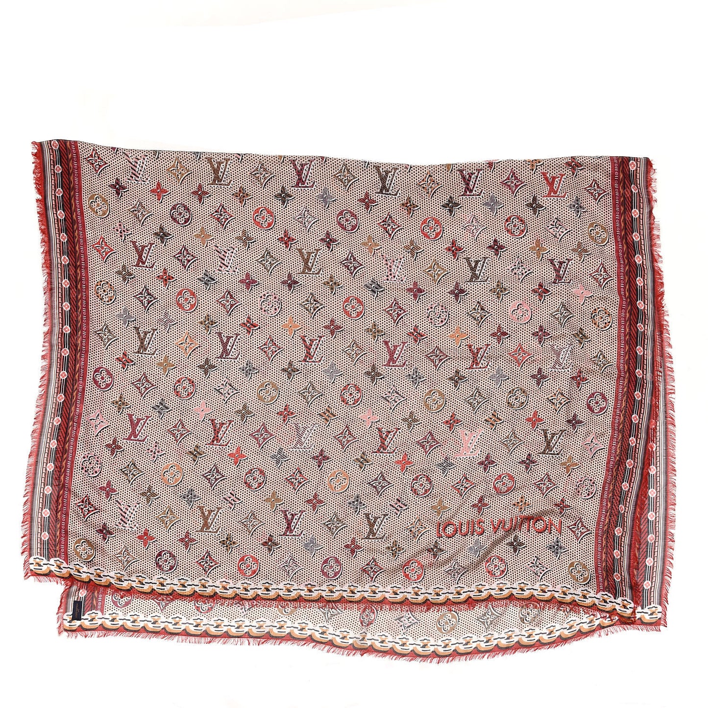 Silk Giant Pop Monogram Stole Beige