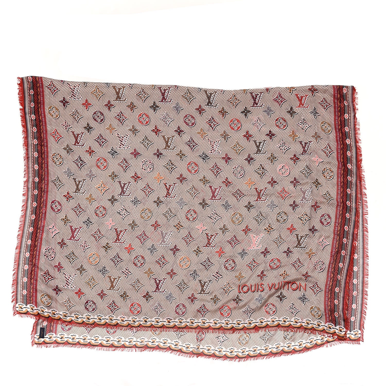 Louis Vuitton Silk Giant Pop Monogram Stole Beige 3 of 6
