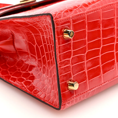 Hermes Shiny Alligator Kelly Sellier 25 Rouge de Coeur 8 of 9