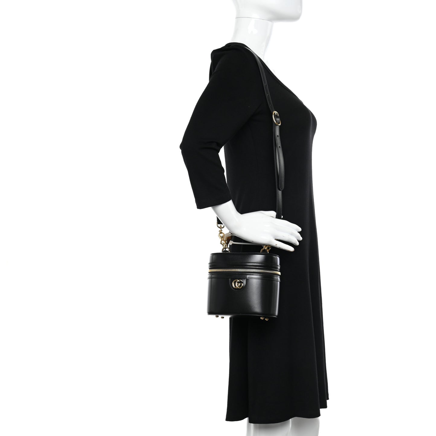 Calfskin Mini Bamboo Top Handle Shoulder Bag Black