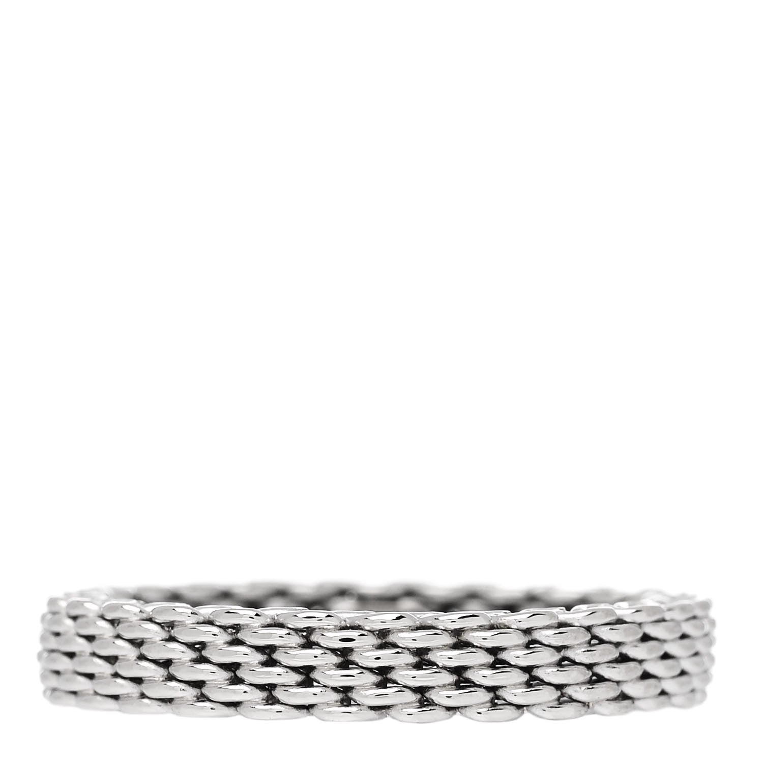 Tiffany 18K White Gold Narrow Mesh Somerset Ring 58 8.5 1 of 4