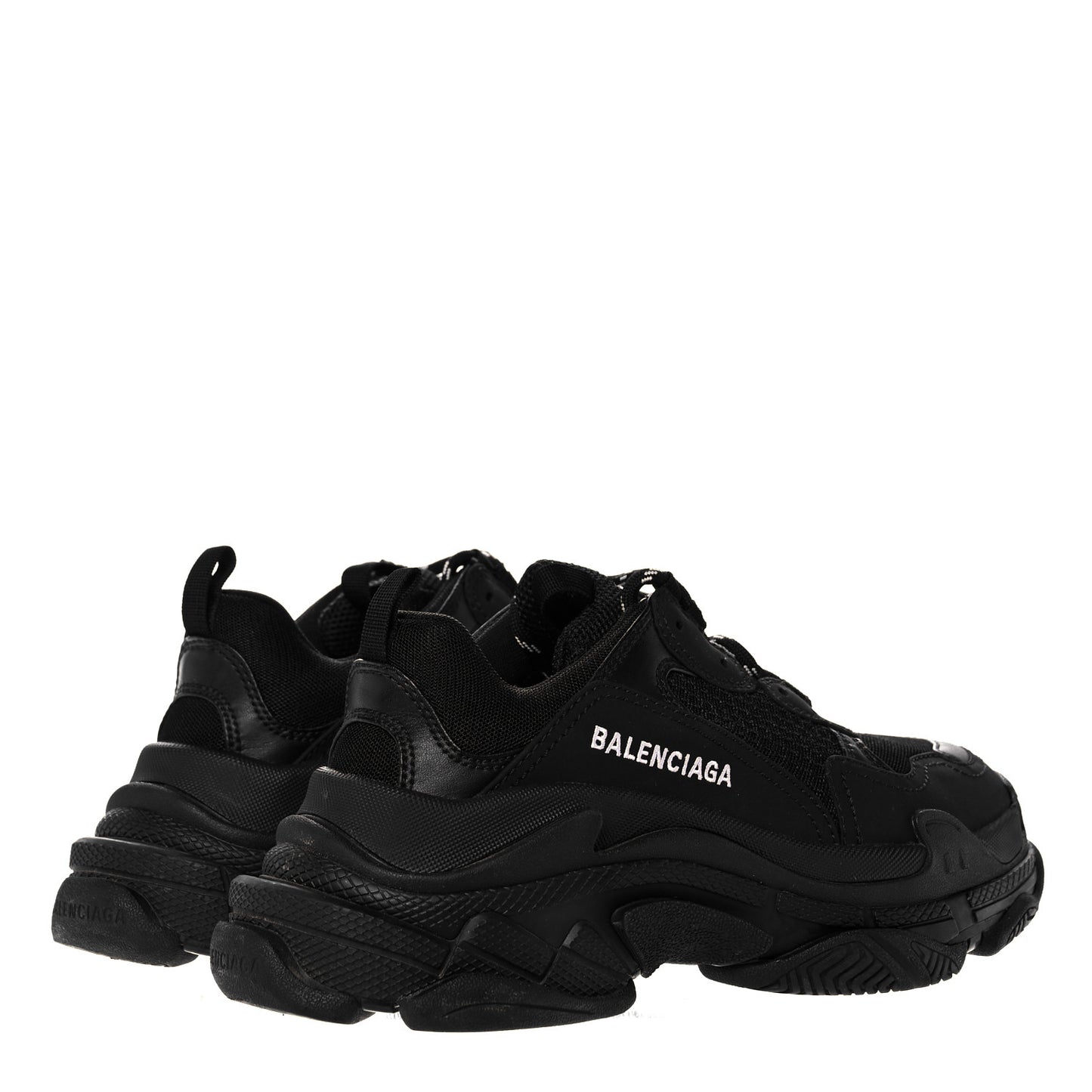 Fabric Mesh Womens Triple S Sneakers 37 Black