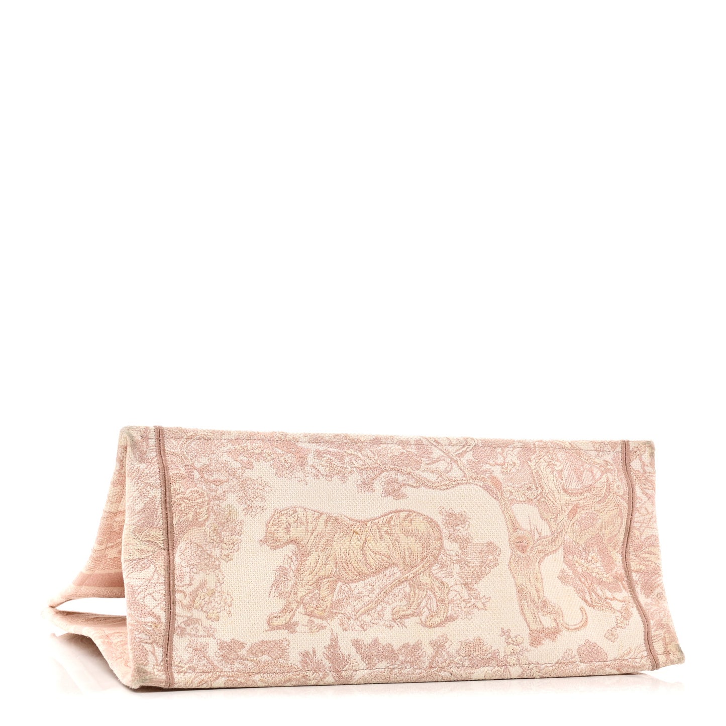 Canvas Toile De Jouy Embroidered Large Book Tote Pink